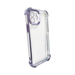 Funda de Silicona Rígida con Lente de Cámara Q Series para Apple iPhone 12 Púrpura